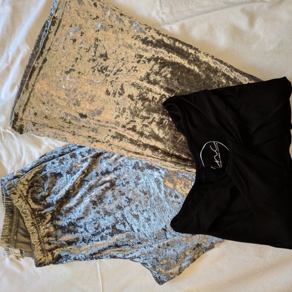 Velvet pants color gray, and INC TOP SIZE- L - Picture 2 of 5